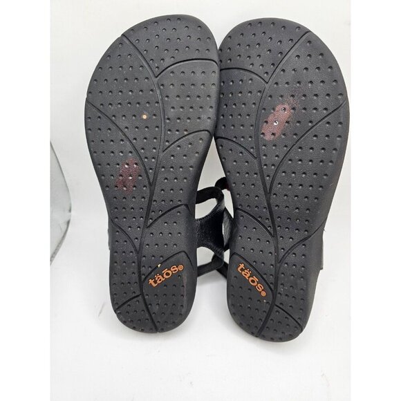 Women's Taos Storyteller Black Red Leather Thong‎ Strap Sandals Size US 6 - Picture 4 of 5